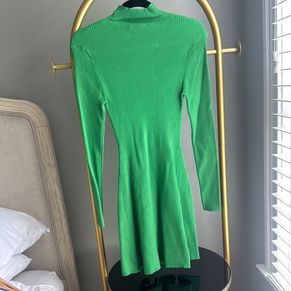 Zara Green Sheath Mock Neck Mini Dress